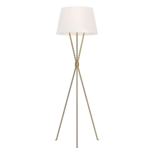 FE-PENNY-FL-BB Penny 1 Light Floor Light In Burnished Brass With White Linen Shade