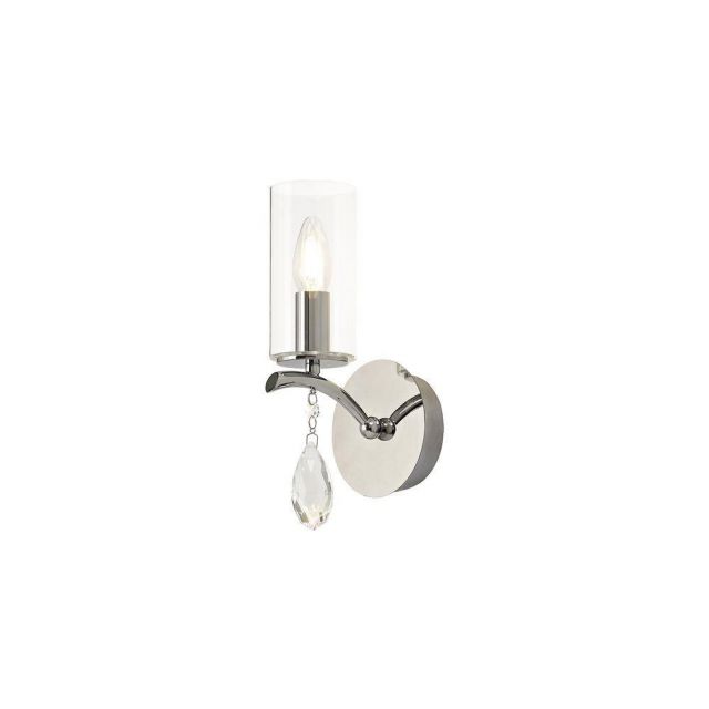 Diyas IL32791 Rhea 1 Light Switched Wall Light In Polished Chrome With Clear Glass Shade