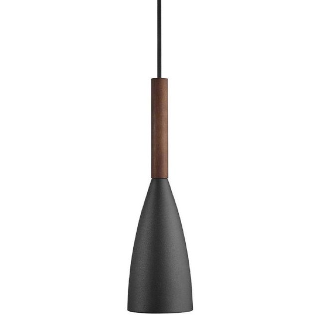 Nordlux 78283003 Pure 10 1 Light Ceiling Pendant In Black And Walnut Wood - Dia: 100mm