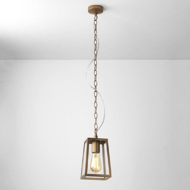 Astro 1306006 Calvi One Light Outdoor Lantern Style Ceiling Pendant Light In Antique Brass