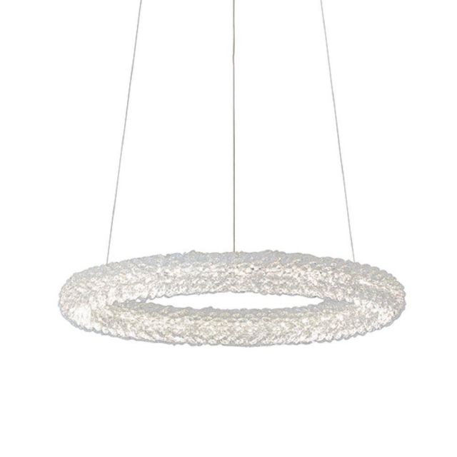 1 Ring Ceiling Pendant Light In Chrome Plate And Clear Crystal Glass