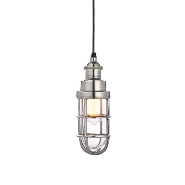 1 Light Ceiling Pendant Light In Polished Cast Aluminium And Clear Glass