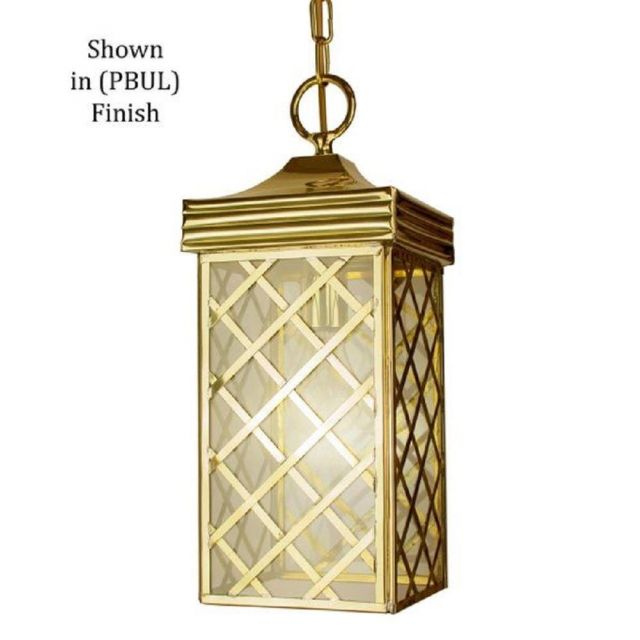 533PBUL Ivy Small Hanging Lantern In Unlaquered Polished Brass - H:460mm