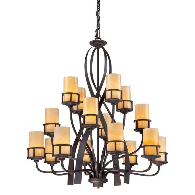 QZ/KYLE16 Kyle 16 Light Imperial Bronze Chandelier with Onyz Shades