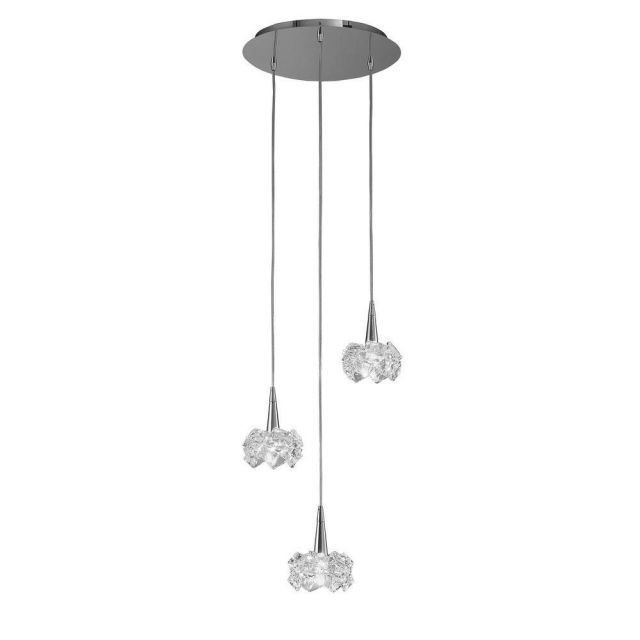 Mantra M3952 Artic 3 Light Round Pendant Light In Chrome With Clear Glass