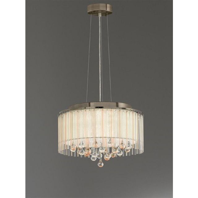 F2346/6 6 Light Ceiling Pendant Light In Bronze With Crystal Drops