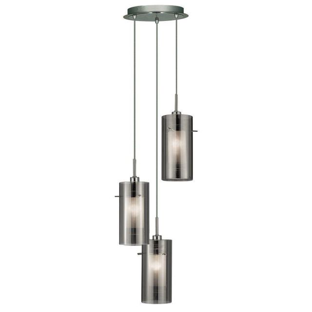 Searchlight 2300-3SM Duo 2 Multi-drop 3 Light Ceiling Pendant with Cylinder Shades