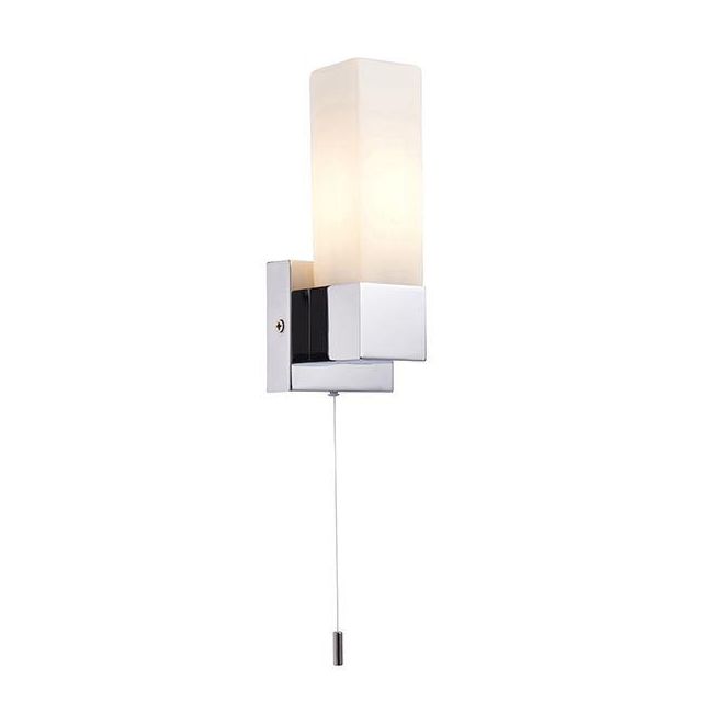39627 Square 1 Light Bathroom Switched Chrome Wall Light