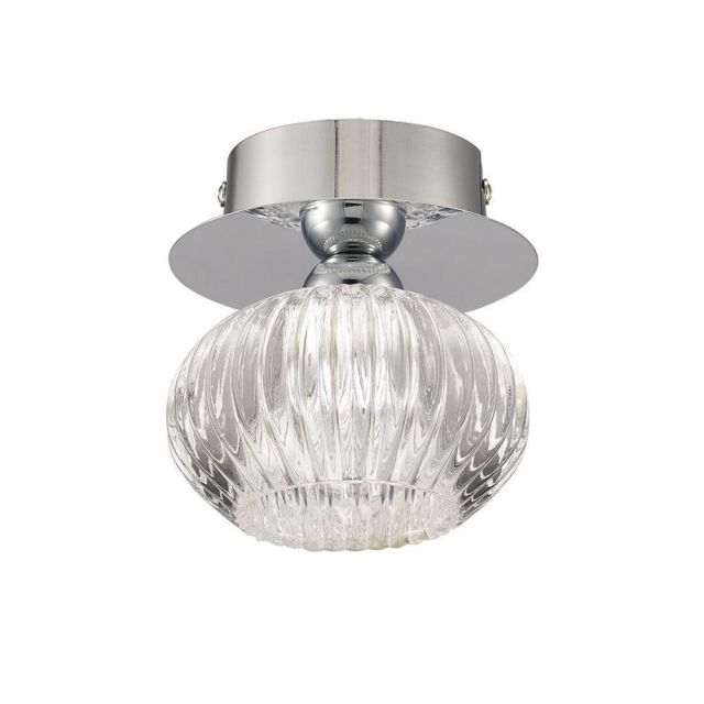 C5749 Lizzy 1 Light Flush Ceiling Light In Chrome With Clear Modern Effect Glass