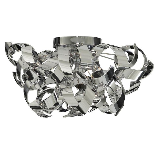 Searchlight 4973-3CC Curls Semi Flush Three Light Ceiling Light In Polished Chrome With Glass