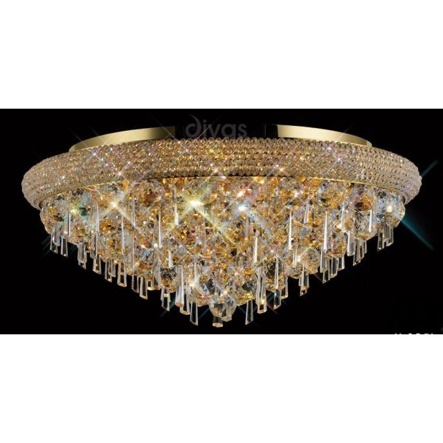 Diyas IL32107 Alexandra Crystal Ceiling Light in French Gold