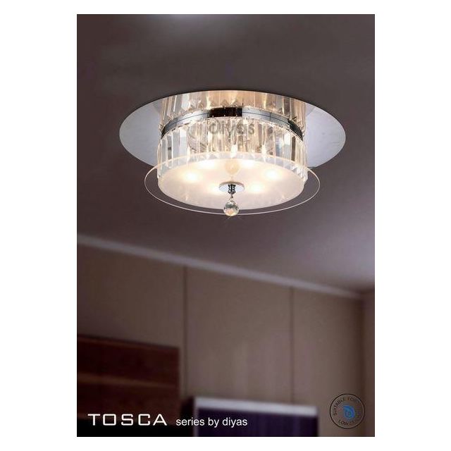 IL30242 Tosca Chrome 6 Light Flush Crystal Ceiling Lamp