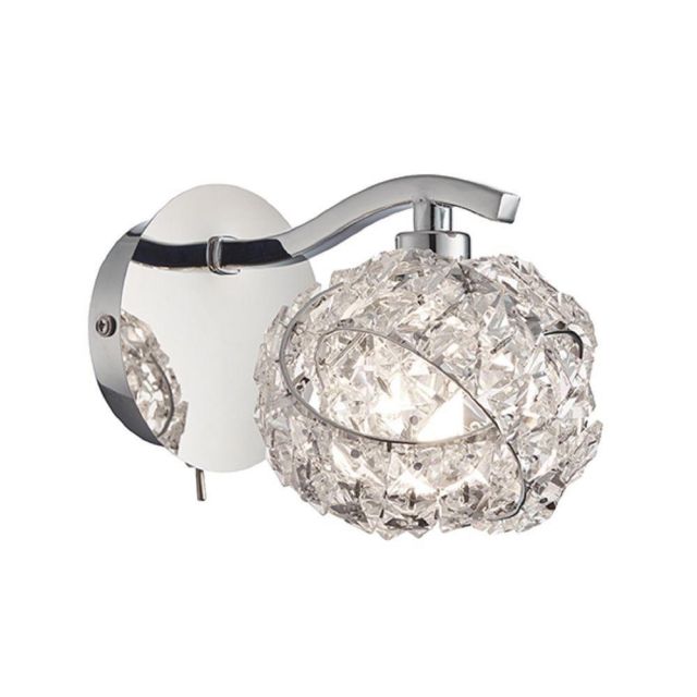 Endon 77567 Talia 1 Light Wall Light In Chrome Plate And Clear Crystal Glass