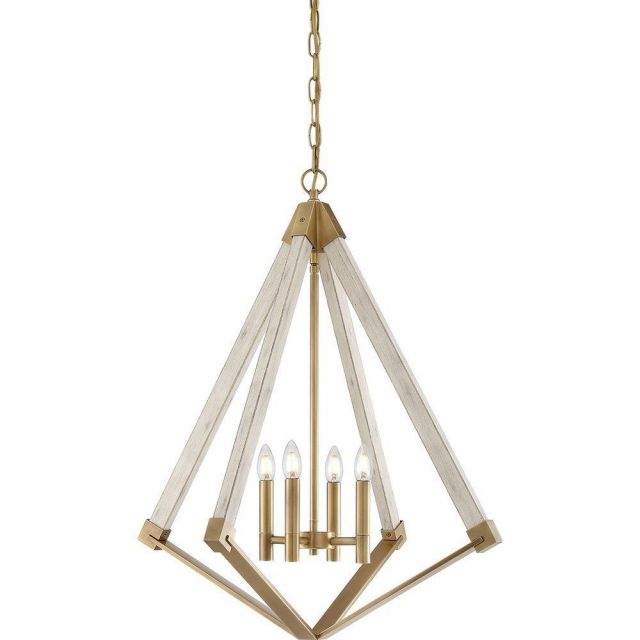 QZ/VIEWPOINT/L Viewpoint 4 Light Ceiling Chandelier In Weathered Brass