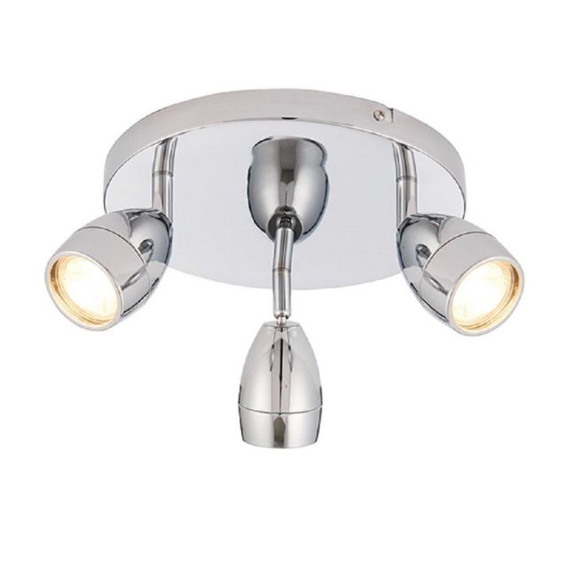 Endon 73692 Porto Three Light Round Ceiling Spotlight In Chrome Plate And Clear Glass