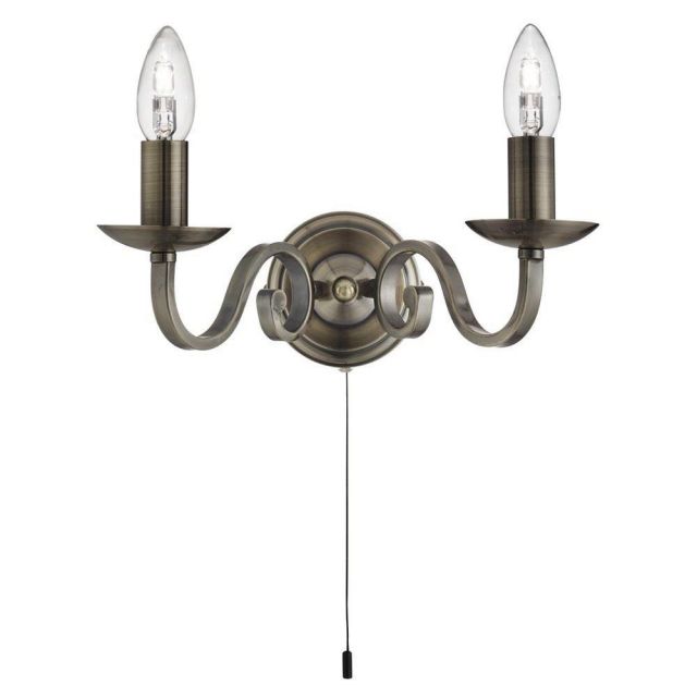 Searchlight 1502-2AB Richmond Wall Light in Antique Brass Finish