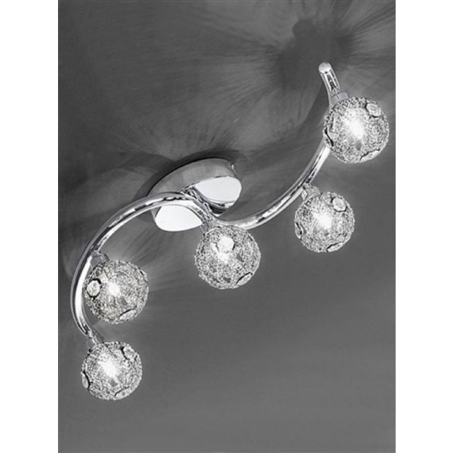 F2305/5 Atoms 5 Light Chrome and Crystal Ceiling light