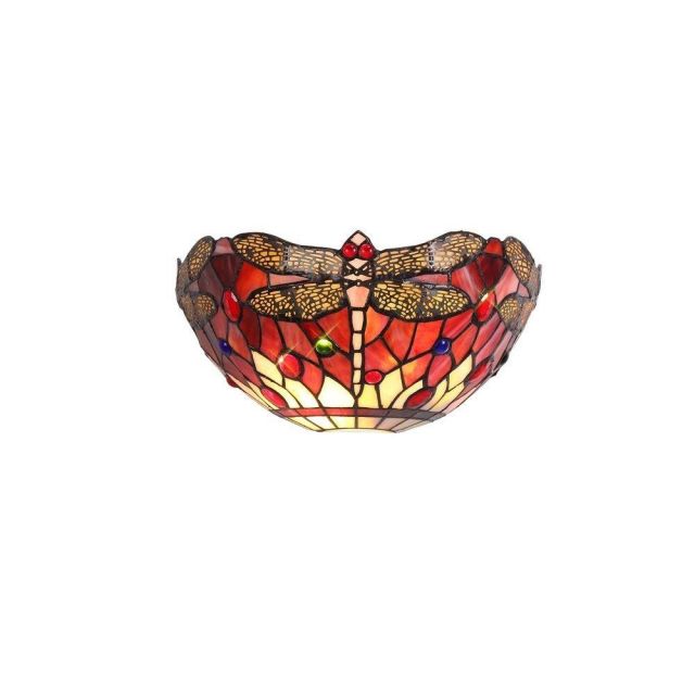 Bokmaal 2 Light Wall Light With Purple, Pink And Black Tiffany Shade