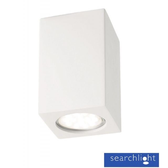 Searchlight 9262 Gypsum 1 Light White Plaster Square Ceiling Light Which Is Paintable
