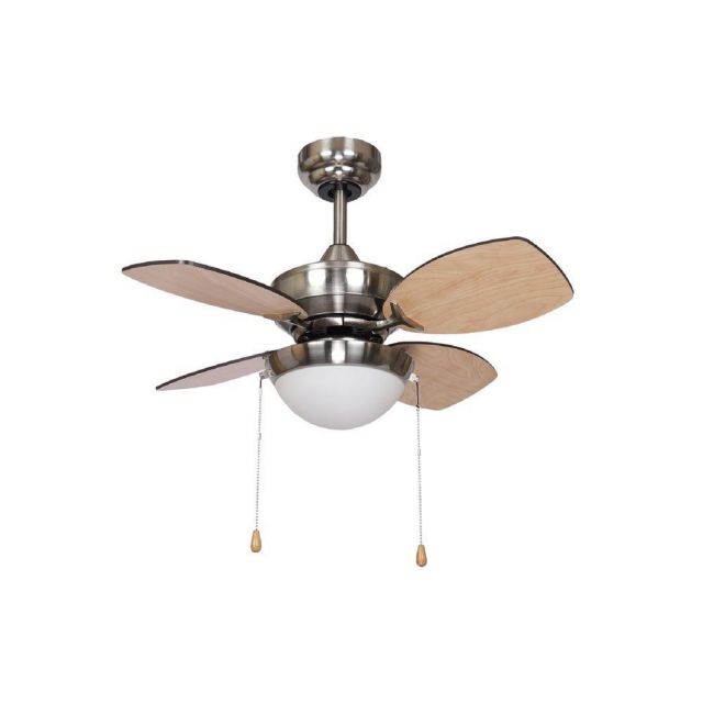 Fantasia 115557 Kompact 4 Blade Ceiling Fan In Nickel With Maple/Oak Blades And LED Light