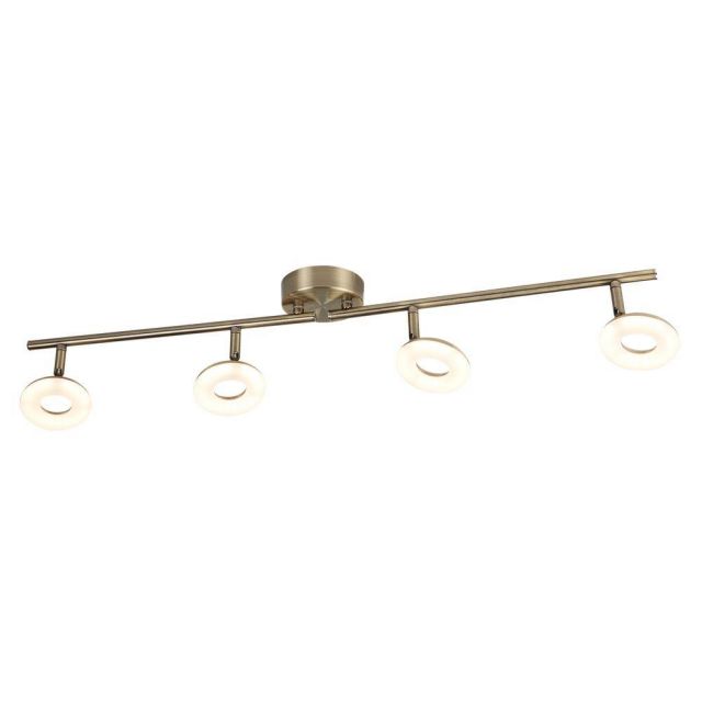 Searchlight 8904AB Donut Four Light Ceiling Bar Spotlight In Antique Brass And Acrylic