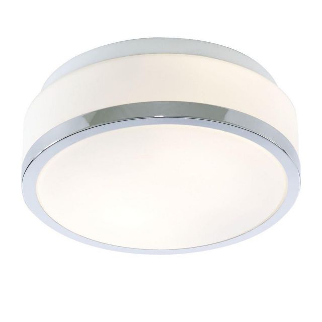 Searchlight 7039-23CC Discs Bathroom Flush Ceiling Light In Chrome With Opal Glass - Dia: 230mm