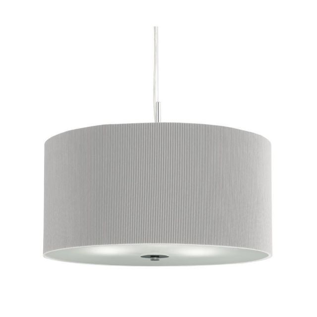 Searchlight 2353-40SI Drum Pleat 3 Light Ceiling Pendant In Chrome With Silver Shade - Dia: 400mm