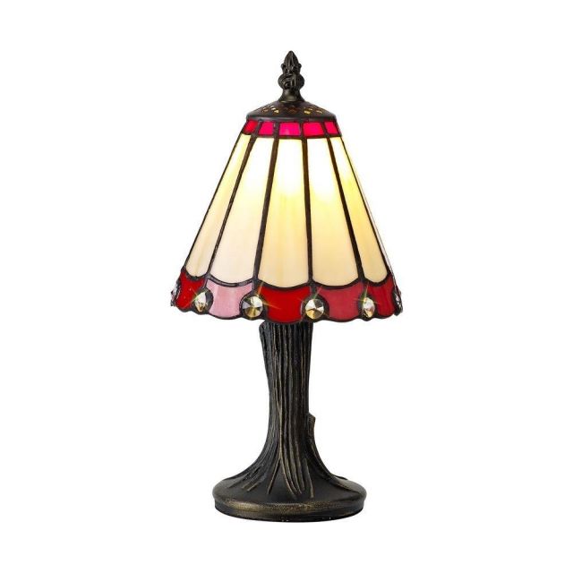 Shadow 1 Light Table Lamp With 300mm Cream, Red, Clear, Black And Gold Shade