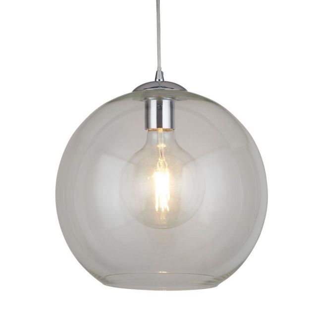 Searchlight 1632CL Balls One Light Celing Pendant In Chrome And Clear Glass - Width: 300mm