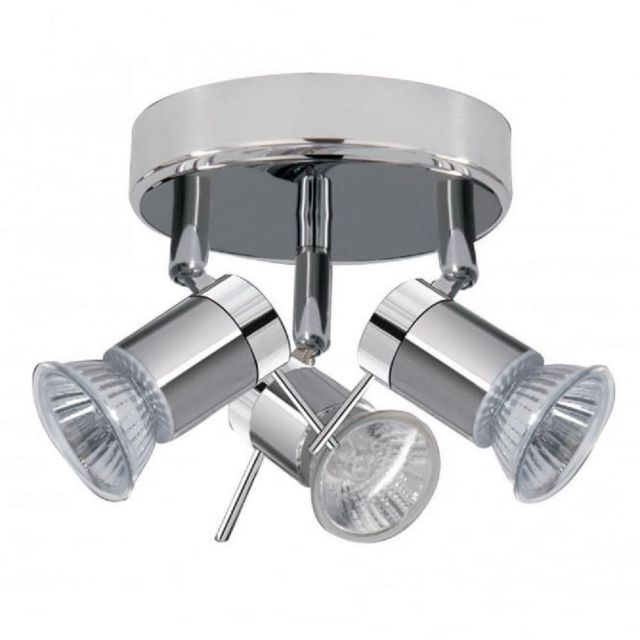 Searchlight 7443CC-LED 3 Light Round Ceiling Spot Light In Chrome And Satin Silver