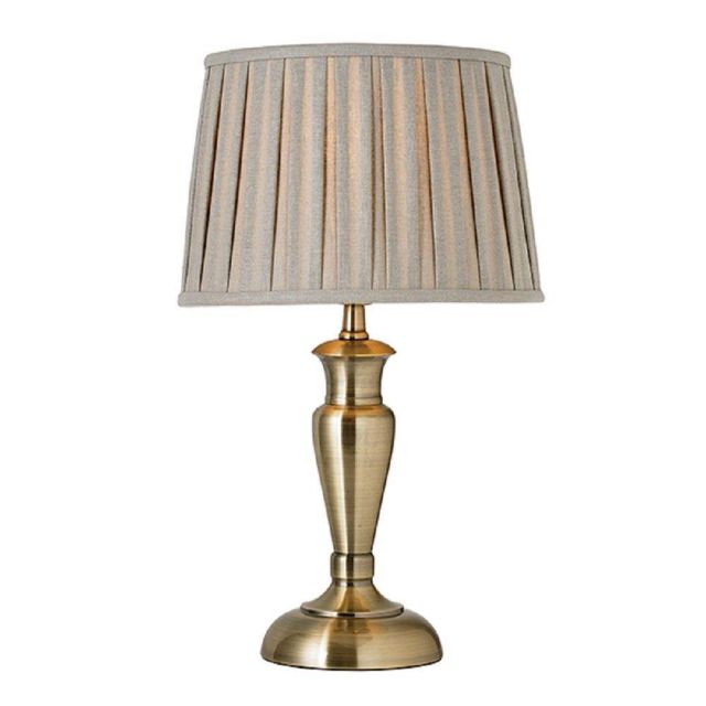 Endon OSLO-M-AN Table Lamp Finished In Antique Brass