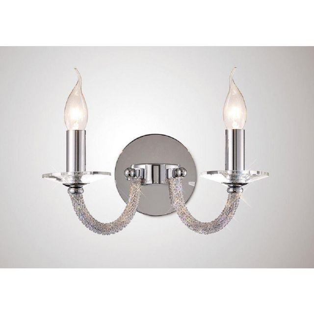 Diyas IL30512 Elena 2 Light Wall Light In Polished Chrome And Crystals