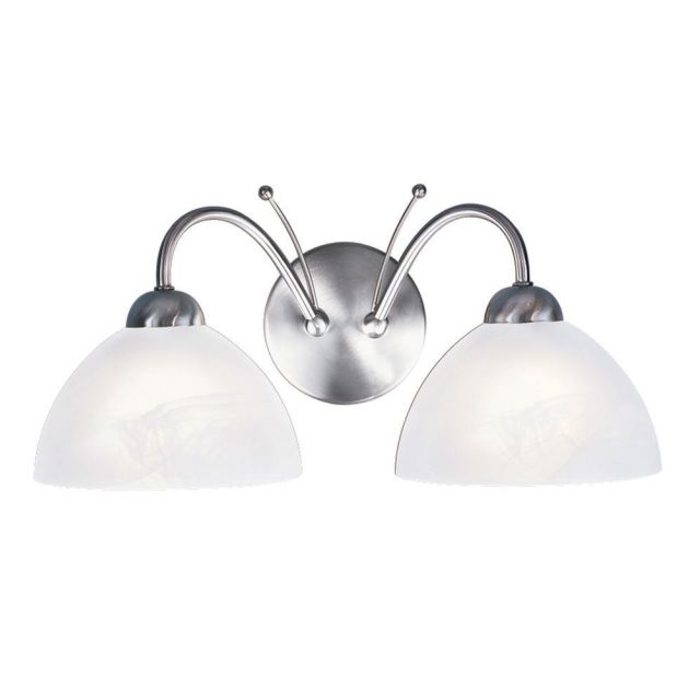 Searchlight 1132-2SS Milanese 2 Light Wall Light In Satin Silver