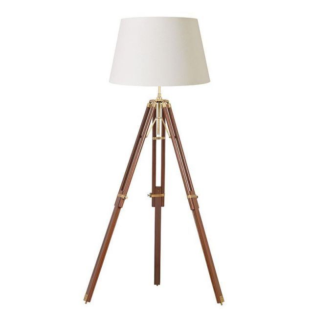 Endon EH-TRIPOD-FLDW + CICI-18IV Tripod Wooden Floor Lamp with Ivory Shade