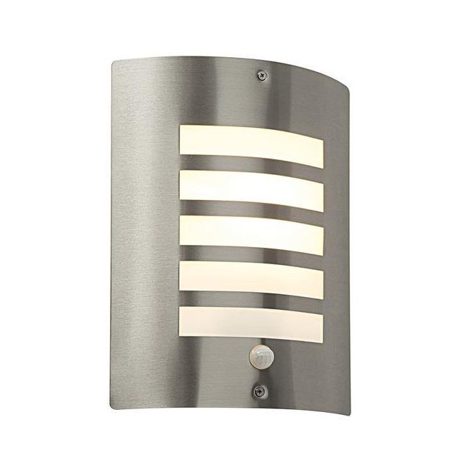 Saxby ST031FPIR Bianco PIR Wall Light in Brushed Stainless Steel