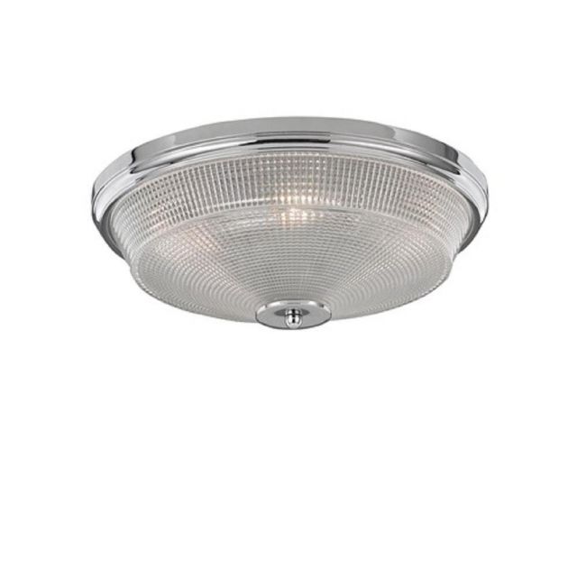 C5772 Flush Ceiling Light In Chrome With Textured Glass - Large: Dia - 440mm