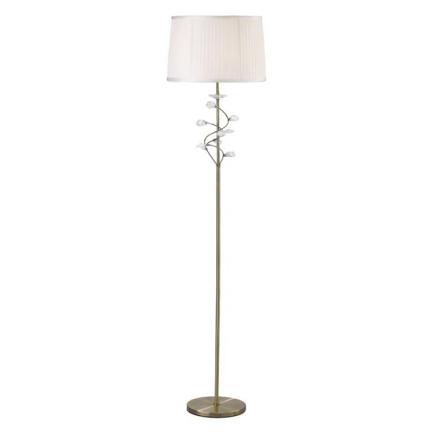 Diyas IL31224/WH Willow 1 Light Floor Light In Antique Brass With White Shade