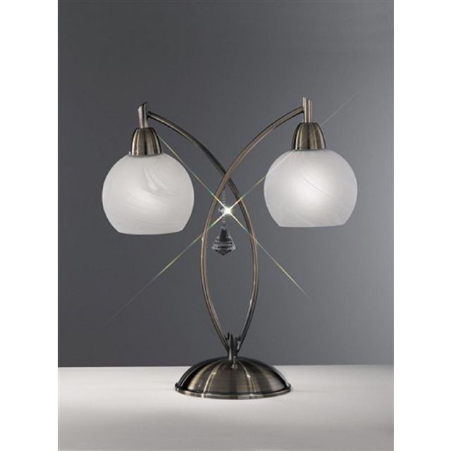 T908 Theo 2 Light Modern Bronze & Crystal Table Lamp