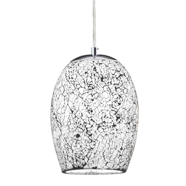 Searchlight 8069WH Crackle 1 Light White Mosaic Glass Pendant