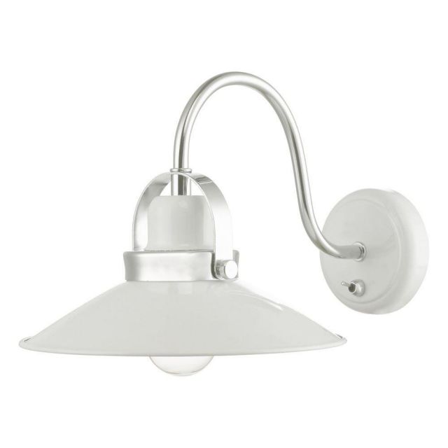Dar LID072 Liden One Light Wall Light In White And Polished Chrome