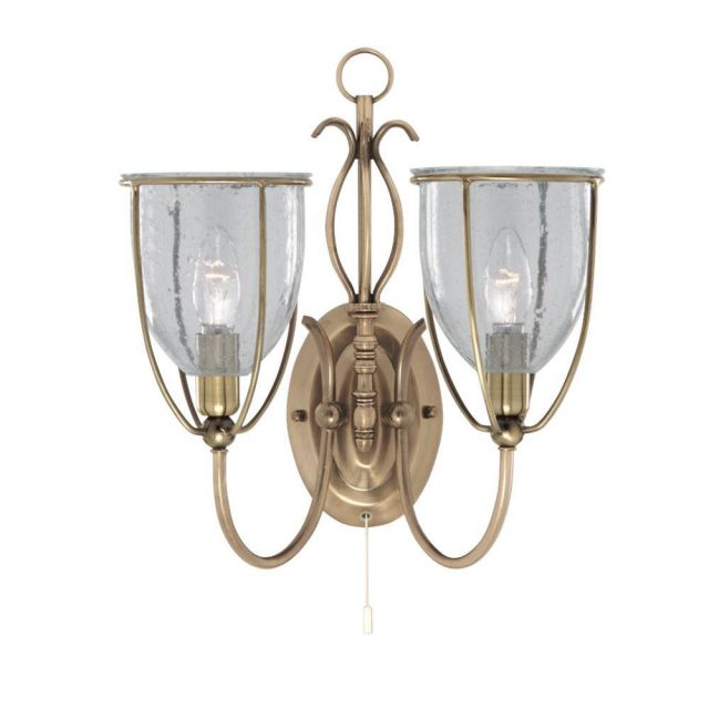 Searchlight 6352-2AB Silhouette 2 Light Wall Light In Antique Brass