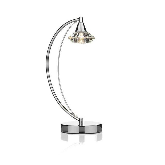 Dar LUT4150 Luther 1 Light Polished Chrome And Crystal Table Lamp