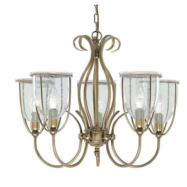 Searchlight 6355-5AB Silhouette 5 Light Ceiling Pendant In Antique Brass
