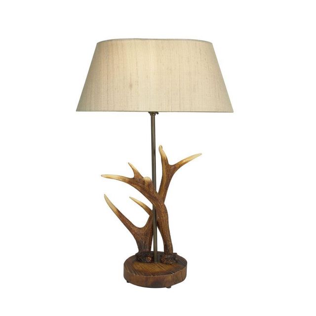 David Hunt Lighting ANT4129 + LEX1501/WH Antler Table Lamp Taupe/White Shade