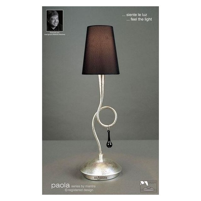 M0535 Paola 1 Light Silver Table Lamp With Black Shade
