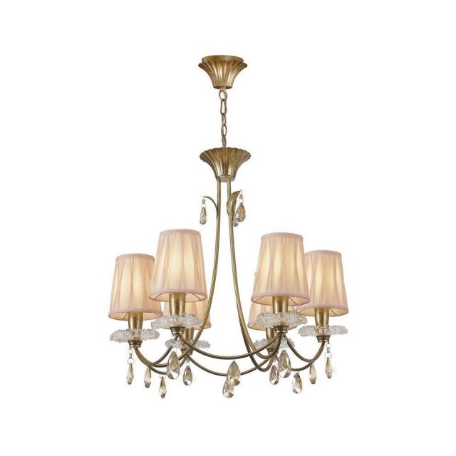 Mantra M6292 Sophie GP 6 Light Pendant Light In Painted Gold With Shades