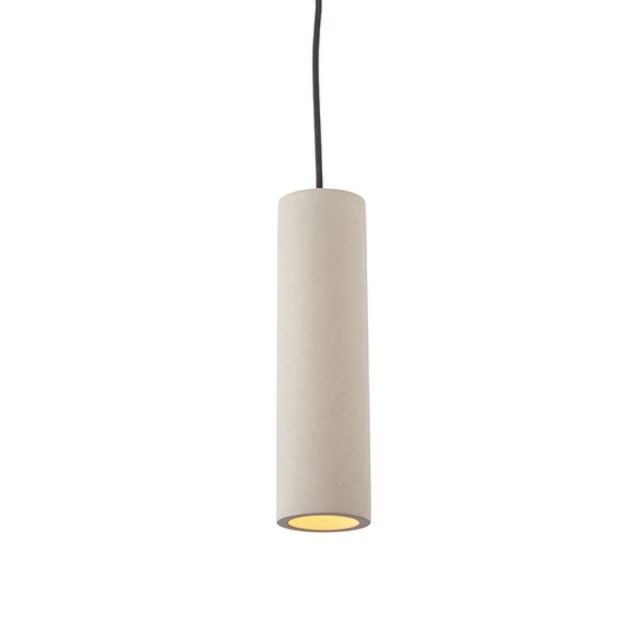 1 Light Cylindrical Ceiling Pendant Light In Grey Concrete And Matt Black
