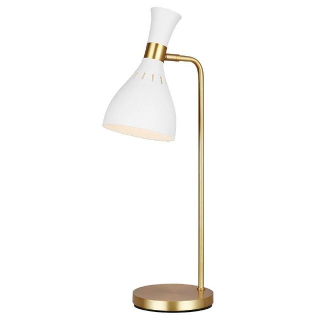 FE-JOAN-TL-MW Joan 1 Light Table Lamp  In Burnished Brass And Matte White