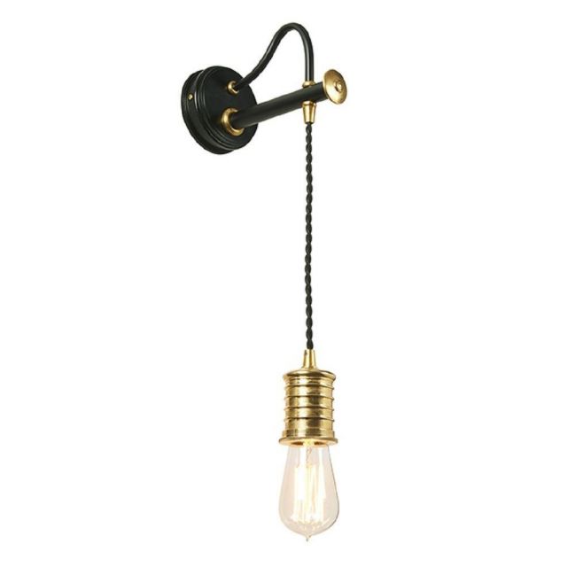 DOUILLE1 BPB  Douille Wall Light With Cord In Black And Polished Brass (Fitting Only)