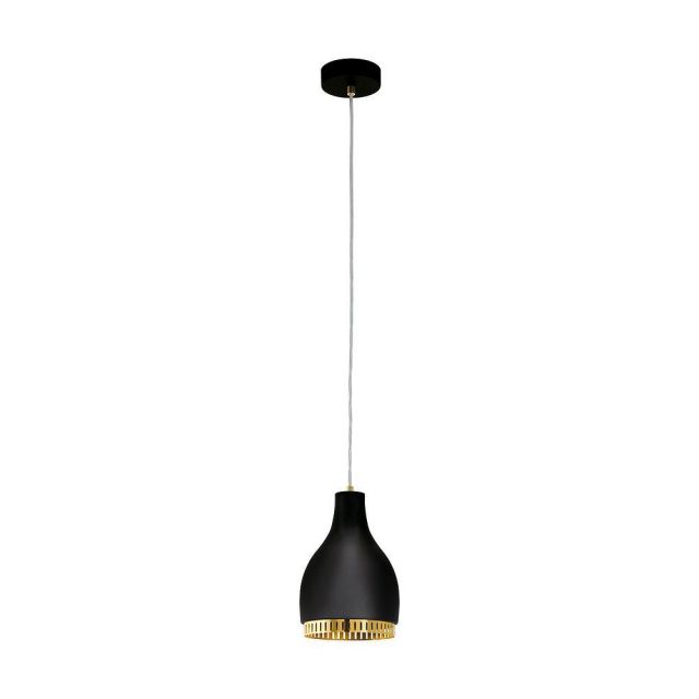 Eglo 96872 Cocno One Light Ceiling Pendant Light In Black With Copper Detailing
